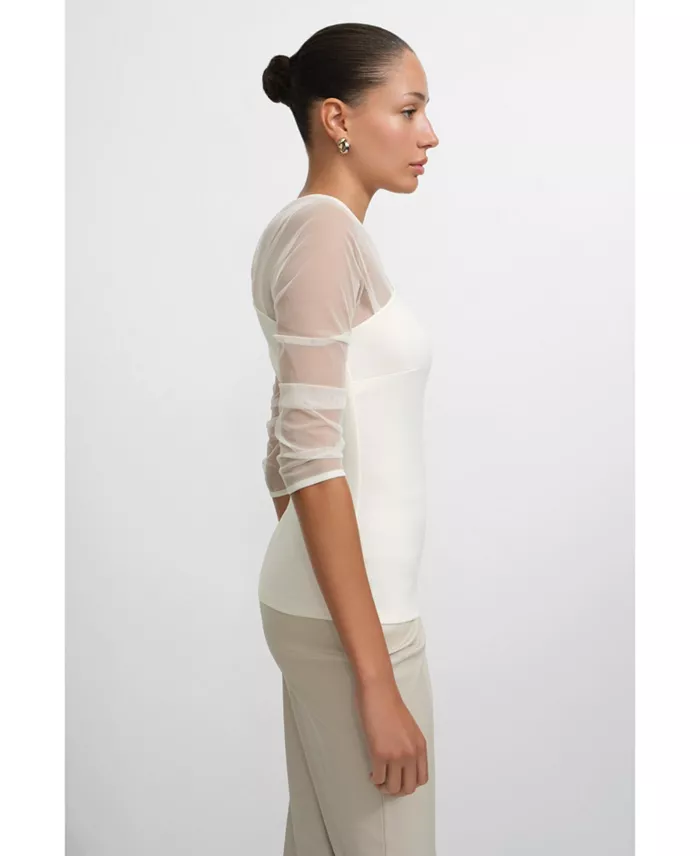 Women's Reva Sheer Mesh-Sleeve Evening Top - thumbnail 2