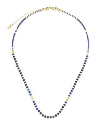 Lumira Mini Beaded Gemstone Necklace - Blue lapis