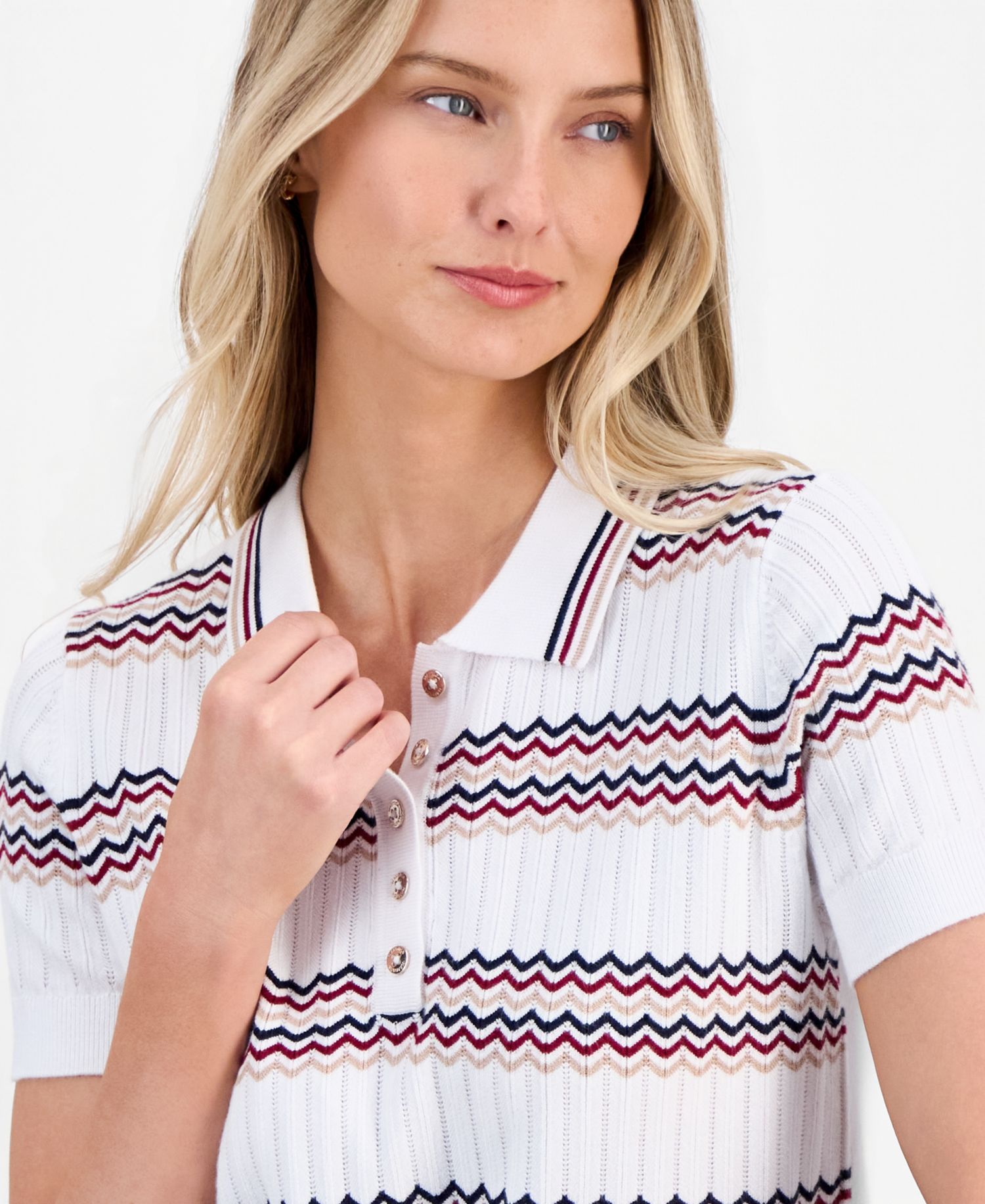 Women's Short-Sleeve Polo Sweater
