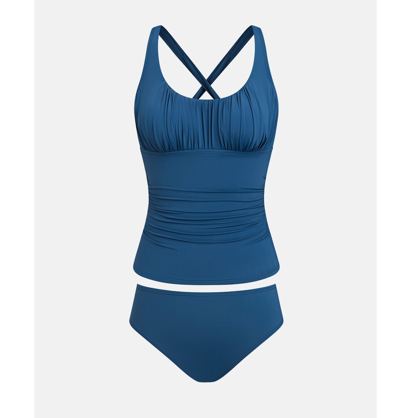 Комплект бикини Tankini, открытая спина, круглый вырез — Cupshe, цвет: Тёмный синий — фото 4