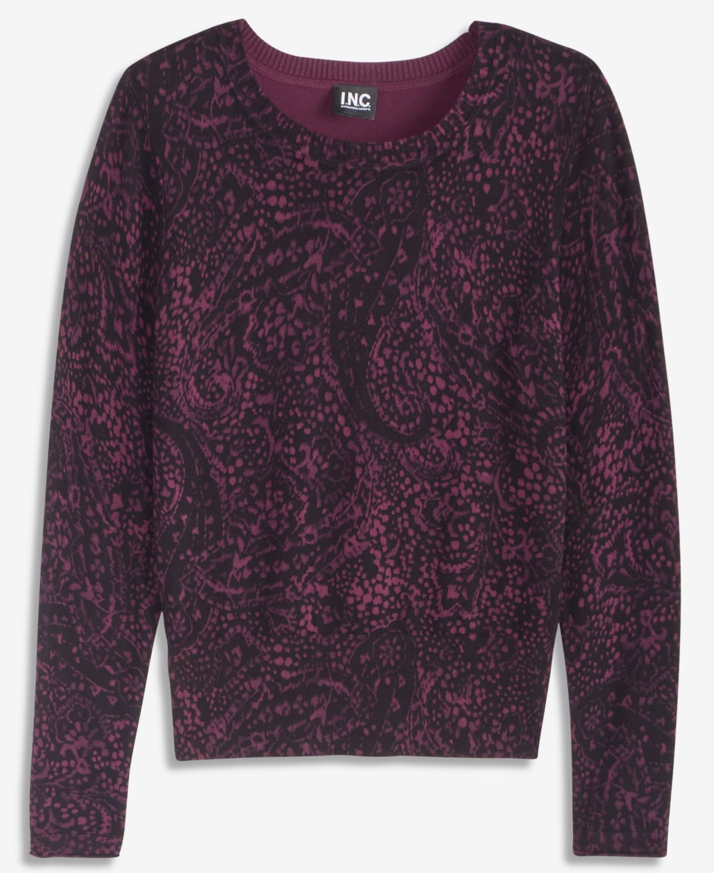 Женский свитер I.N.C. International Concepts Petite Paisley Long-Sleeve Crewneck, цвет: F Paisley B — фото 6