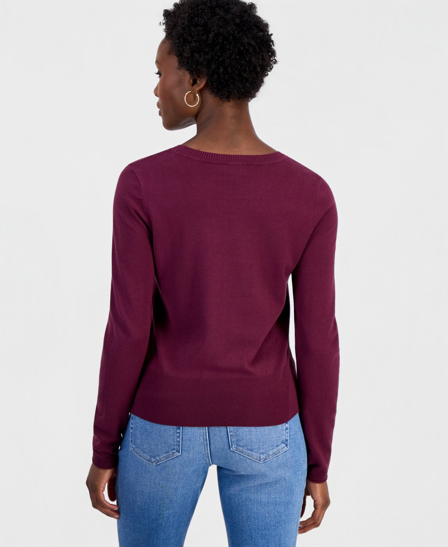 Petite Fitted Long-Sleeve Crewneck Sweater