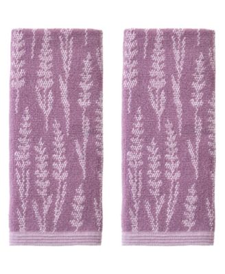 Lavender Silhouette Jacquard Curved 2-Piece Hand Towel Set