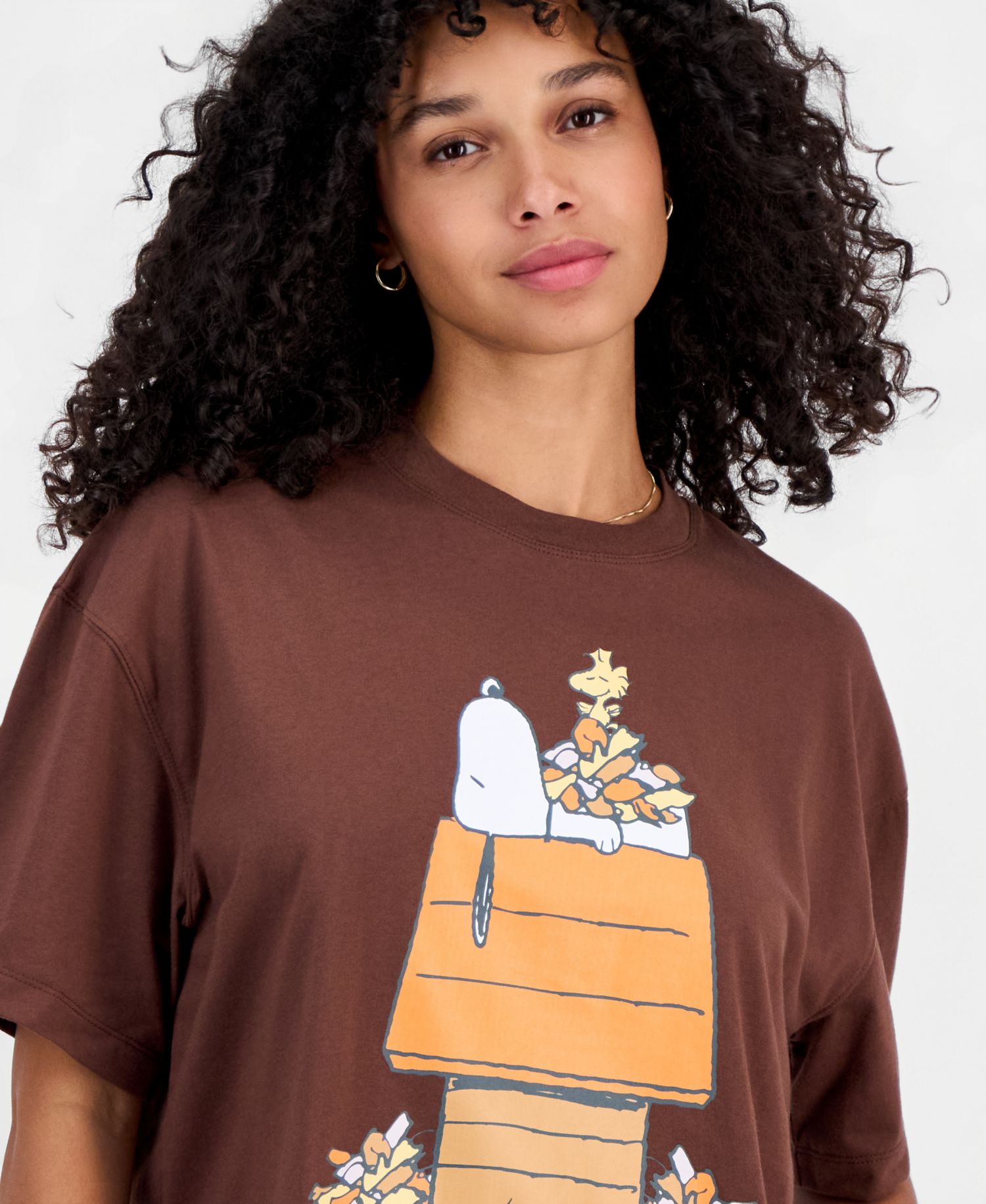 Juniors' Snoopy Boxy Crewneck Tee
