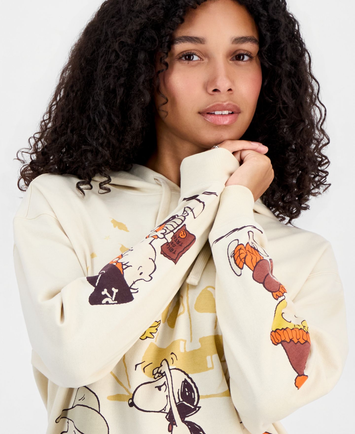 Женские худи Juniors' Peanuts Halloween Fleece, цвет: Пепельный — фото 3