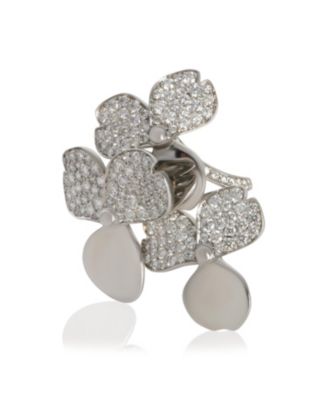 Platinum Diamond Paper Flowers Ring