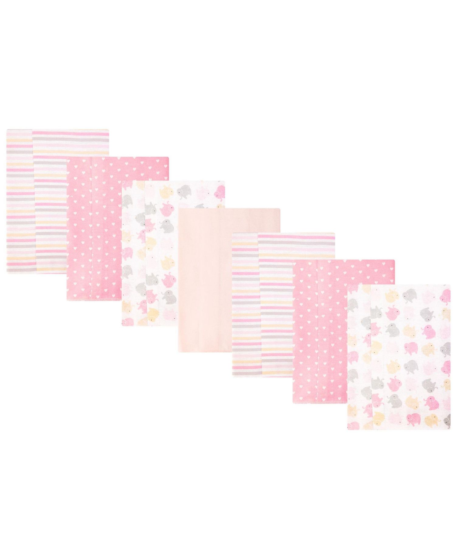 Girl Cotton Poly Flannel Burp Cloths 7-Pack, Girl Elephant