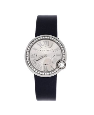 Ballon Blanc de Cartier Quartz Watch in Stainless Steel and Satin with Diamond Bezel 30mm