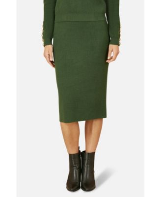 Women's Rib Knitted Midi Column Skirt
