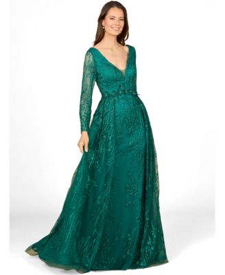 Women's Elegant Overskirt Dress with Long Sleeves