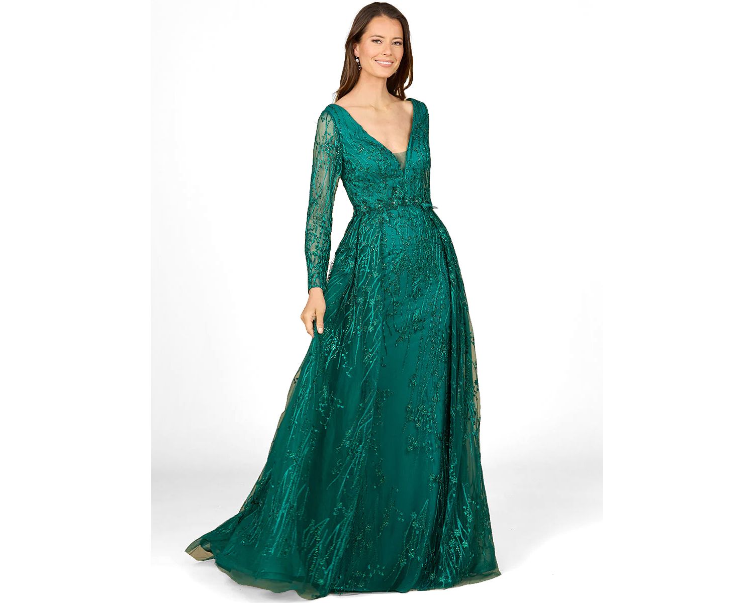 Women's Elegant Overskirt Dress with Long Sleeves