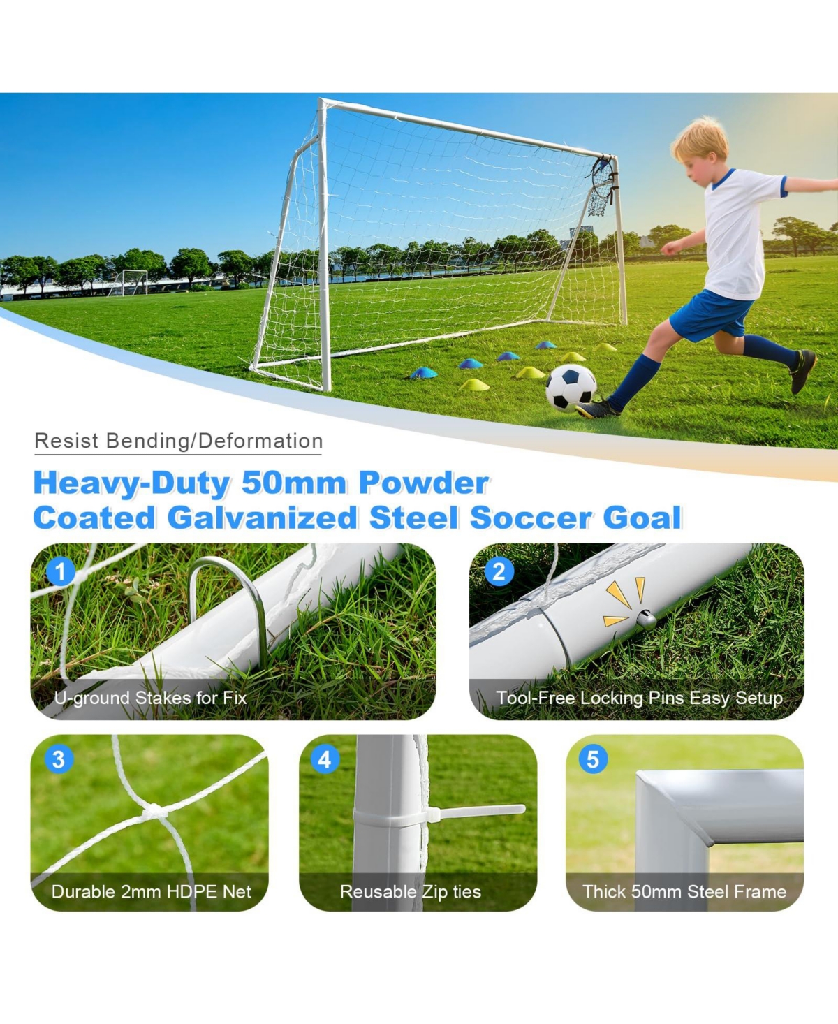 Gnuadz Soccer Goal Backyard Metal Training Equipment Outdoor Sports Gifts