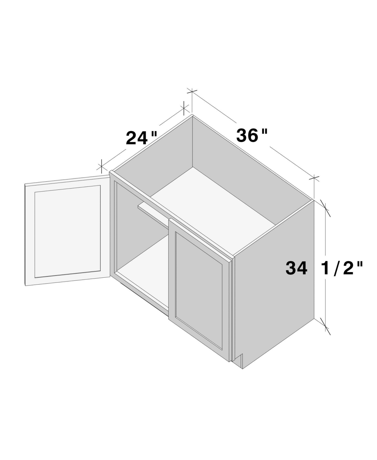 Boyel Living 36 Inc Wide Full Height Door Base Cabinet, Ready to Assemble Kitchen Cabinet with Solid Wood Frame, Soft-Close Slides and Hinges