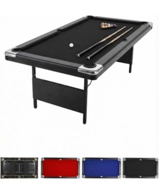 Folding Pool Table, Portable Billiards Table Set with Accessories, Height Adjustable Compact Design for Home Game Room Basement