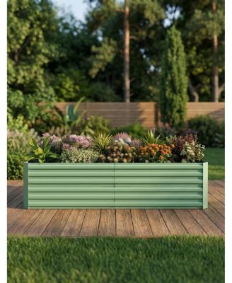 8x4x2FT Galvanized Raised Garden Bed, Extra Large 24" Tall Metal Planter Box for Vegetables Flowers, Outdoor Garden Bed
