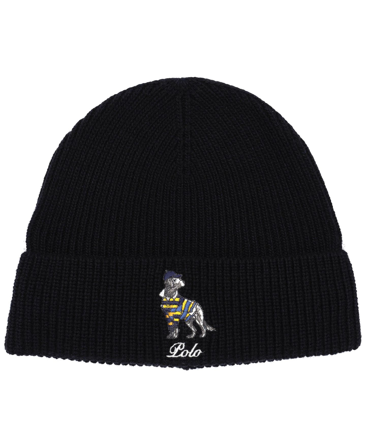 Мужская шапка Polo Ralph Lauren Rugby Dog Beanie Hat, цвет: Чёрный — фото 1
