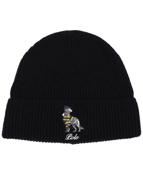 Мужская шапка Polo Ralph Lauren Rugby Dog Beanie Hat, цвет: Чёрный