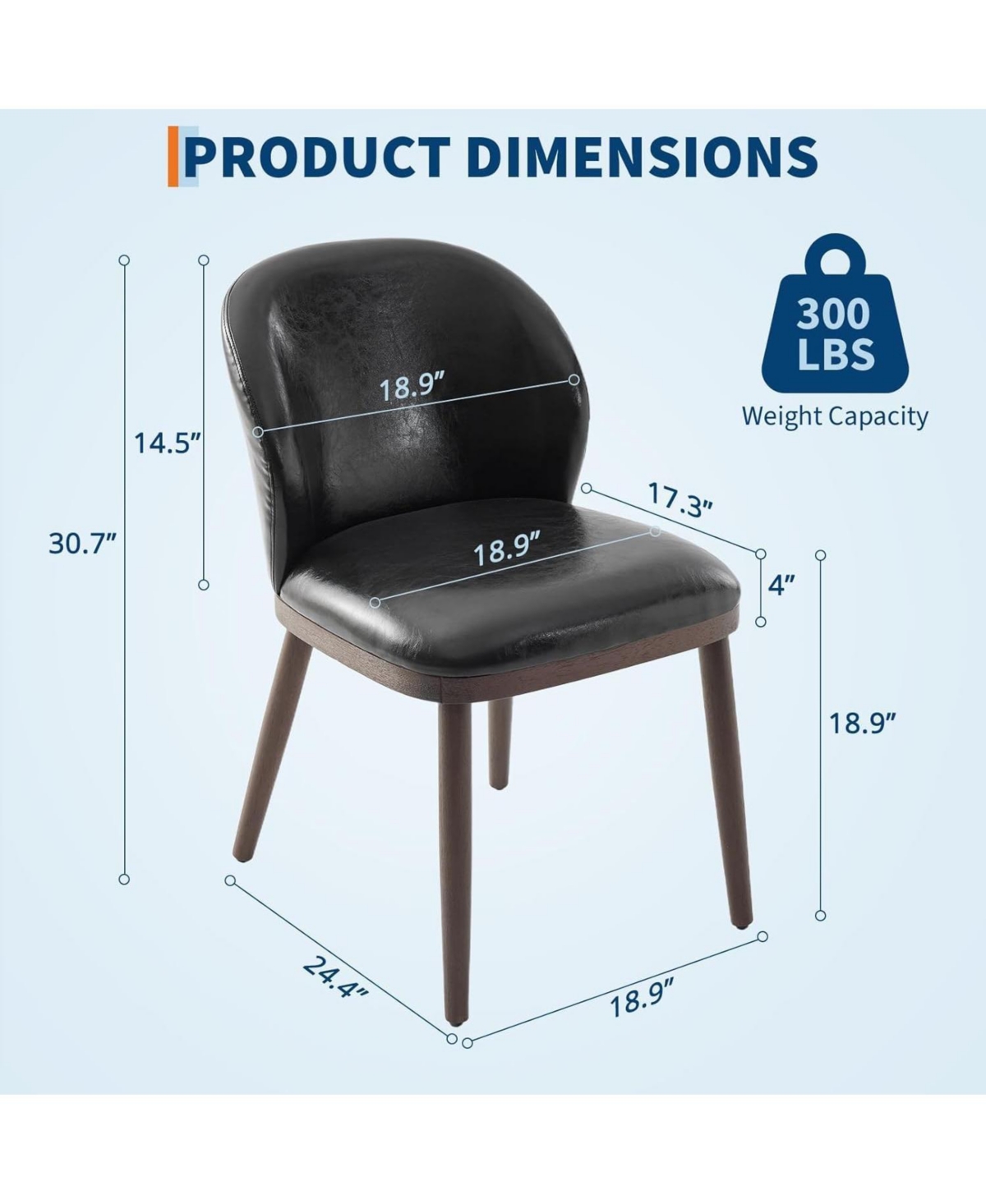 homfan Modern Dining Chairs Set of 6 - Upholstered Ergonomic Seat, Sturdy Wood Legs, 265 lbs Capacity - Ideal for Kitchen, Dining Room
