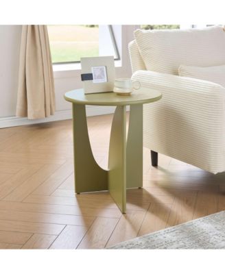 Round Side End Table - Wooden Accent Side Table with Compact Slim Design for Living Room, Bedroom, or Office