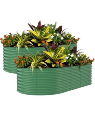 2-Pack 8x4x2FT Galvanized Raised Garden Bed, Metal Planter Boxes for Vegetables Flowers Herbs, Rust-Resistant Outdoor Garden Beds