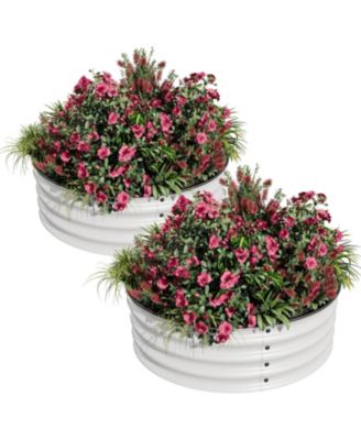 Round Metal Raised Garden Bed 2x1 ft, Galvanized Steel Planter Box Set, Rustproof, Easy Assembly