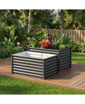 2-Pack 6x3x2FT Galvanized Raised Garden Bed, Heavy Duty Metal Planter Box with Safety Edge, Outdoor Garden Beds for Vegetables