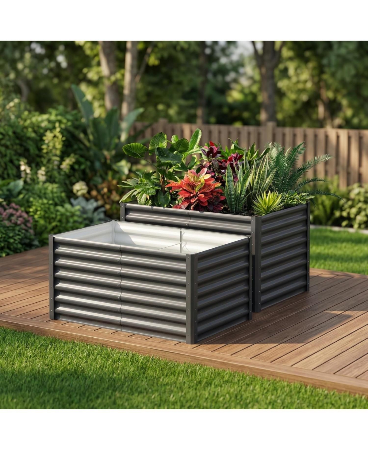 Xo 2-Pack 6x3x2FT Galvanized Raised Garden Bed, Heavy Duty Metal Planter Box with Safety Edge, Outdoor Garden Beds for Vegetables