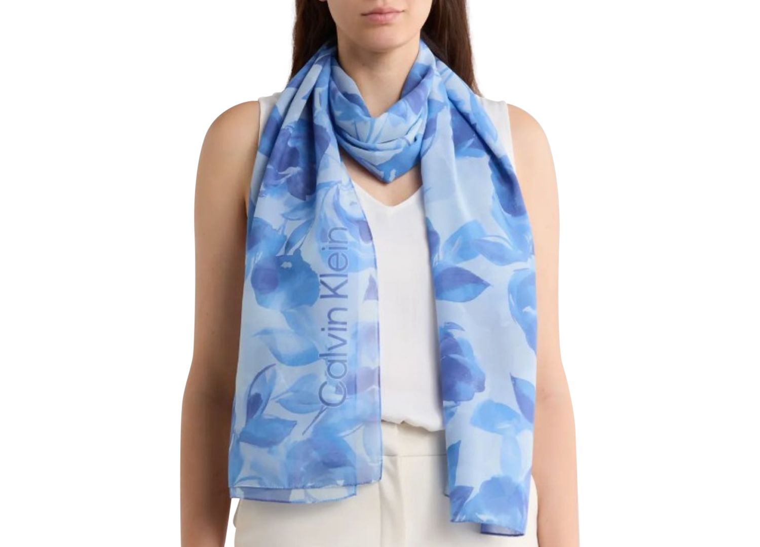 Women's Faded Floral Chiffon Scarf