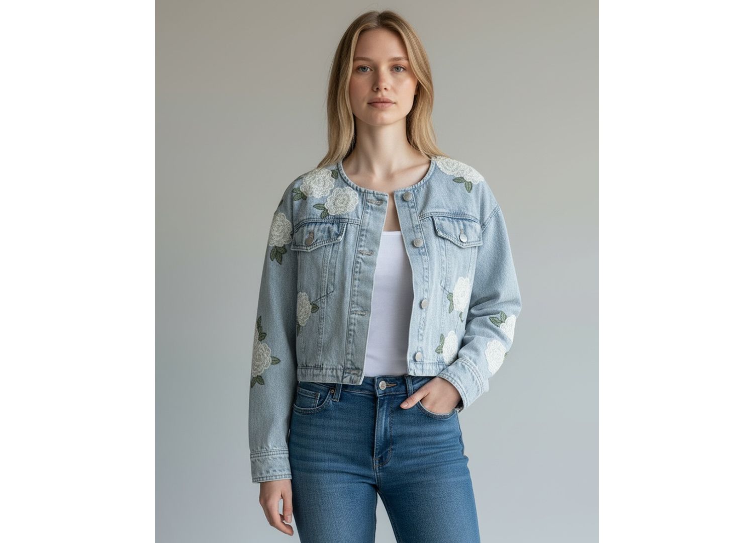 Women's Cotton Button-Front Shirt Jacket