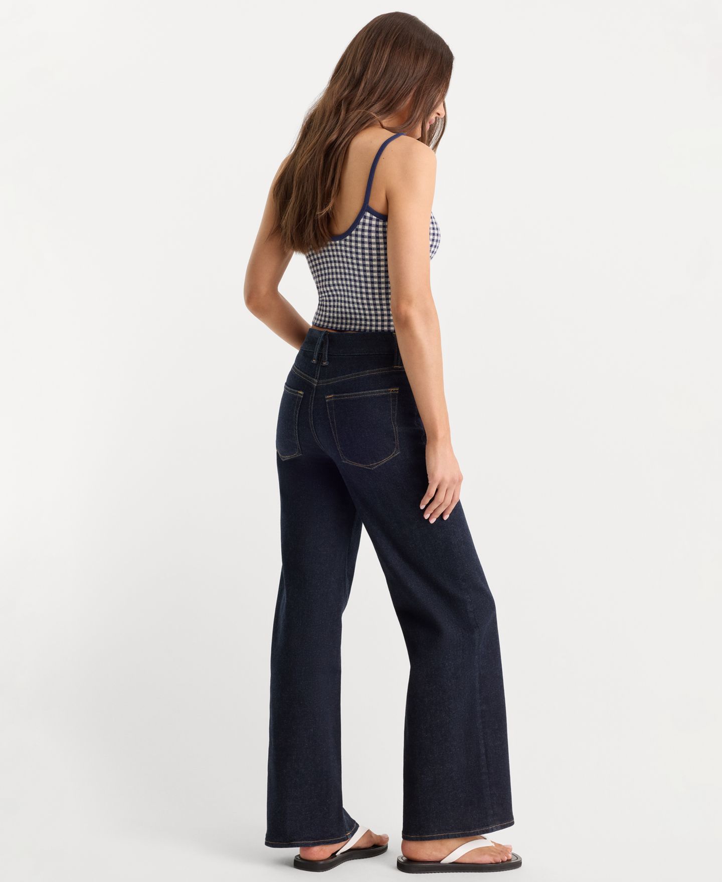Женские джинсы Good American Always Fits Slim Palazzo, цвет: Синий — фото 5