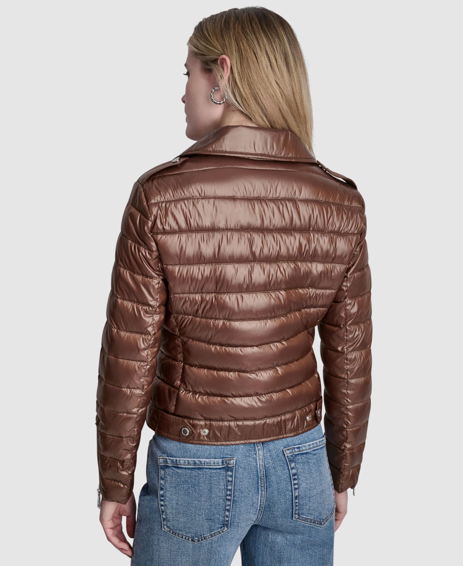Women's Moto Style Lightweight Puffer Jacket