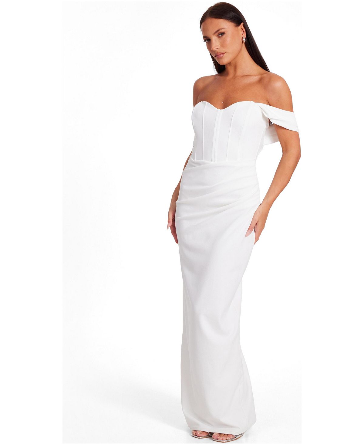 QUIZ Women's Scuba Crepe Corset Maxi Dress view 2 — MAYCSS fashion products