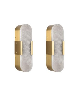 13.8 Inch Natural Marble Wall Sconce Set of Two Indoor Modern Bathroom Lighting for Living Room Bedroom Hallway Stairs