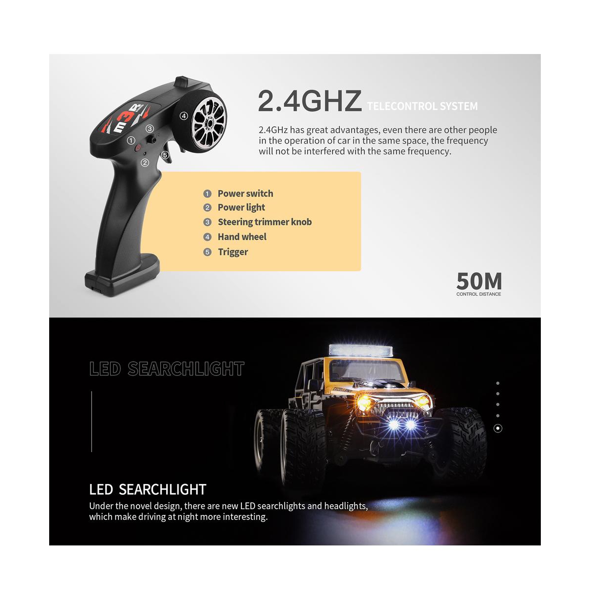 Bruce and Shark 1/22 Scale Rc Crawler - 2WD Brushed Motor with 13.7mph Top Speed and 2.4GHz