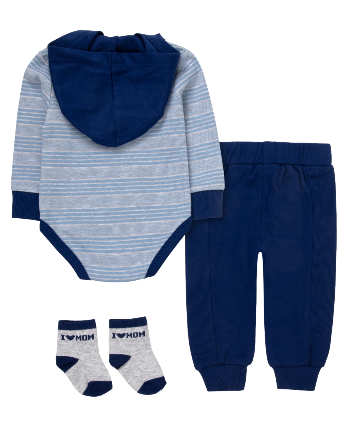 Baby Essentials Baby Boys' Long-Sleeve Bodysuit, Jogger Pant and Socks, 3-Piece Set