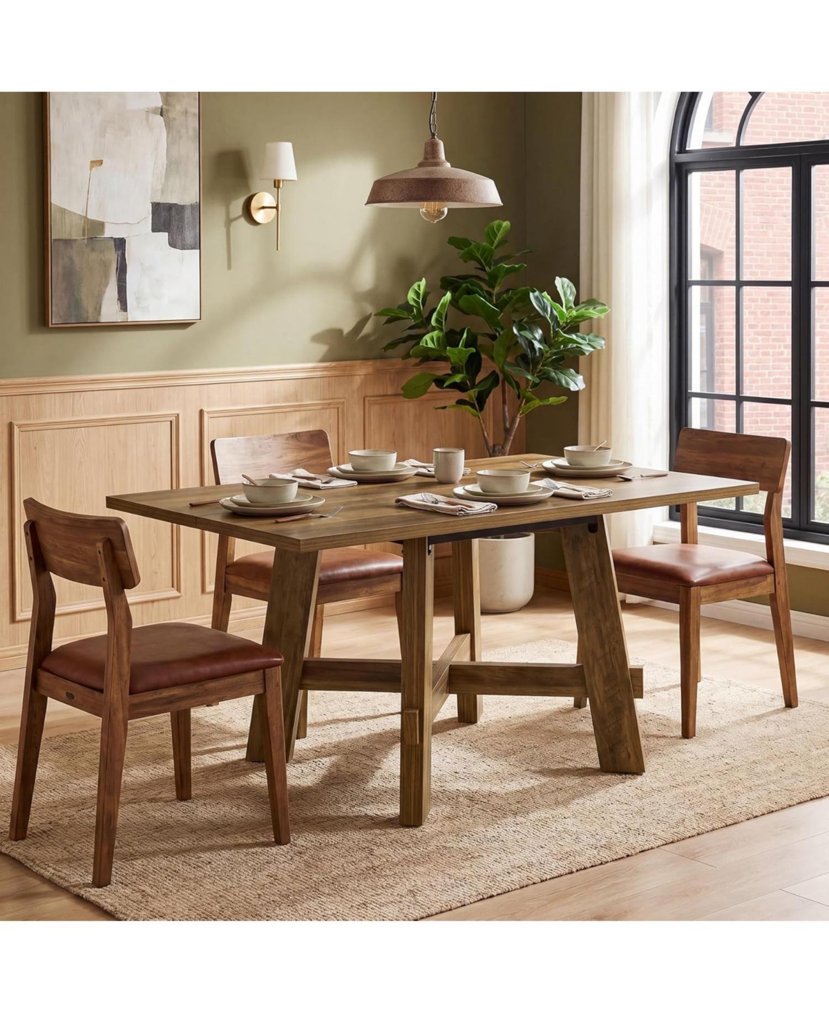 Tribesigns 47-Inch Dining Table for 4, Farmhouse Kitchen Table with Sturdy Legs and Cross Brace, Small Dinner Tables