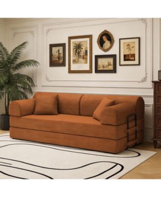 Convertible Sleeper Sofa Bed, Corduroy Folding Mattress Couch with Fixed-Shape Frame, Floor Sofa Lounge Couch for Living Room Bedroom
