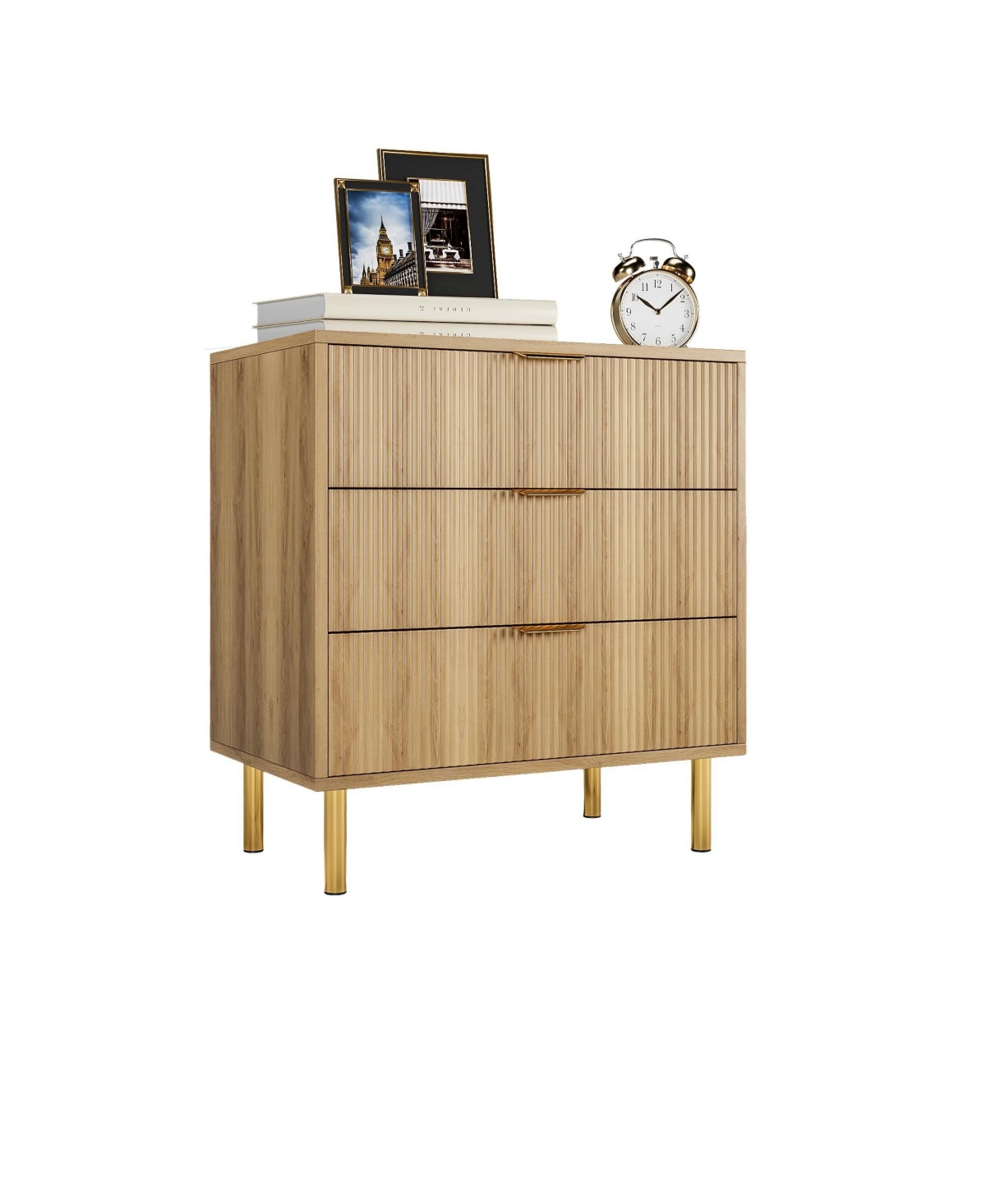 homfan Modern 3-Drawer Dresser with Handle, Wood Storage Chest Organizer for Bedroom, Living Room, Entryway