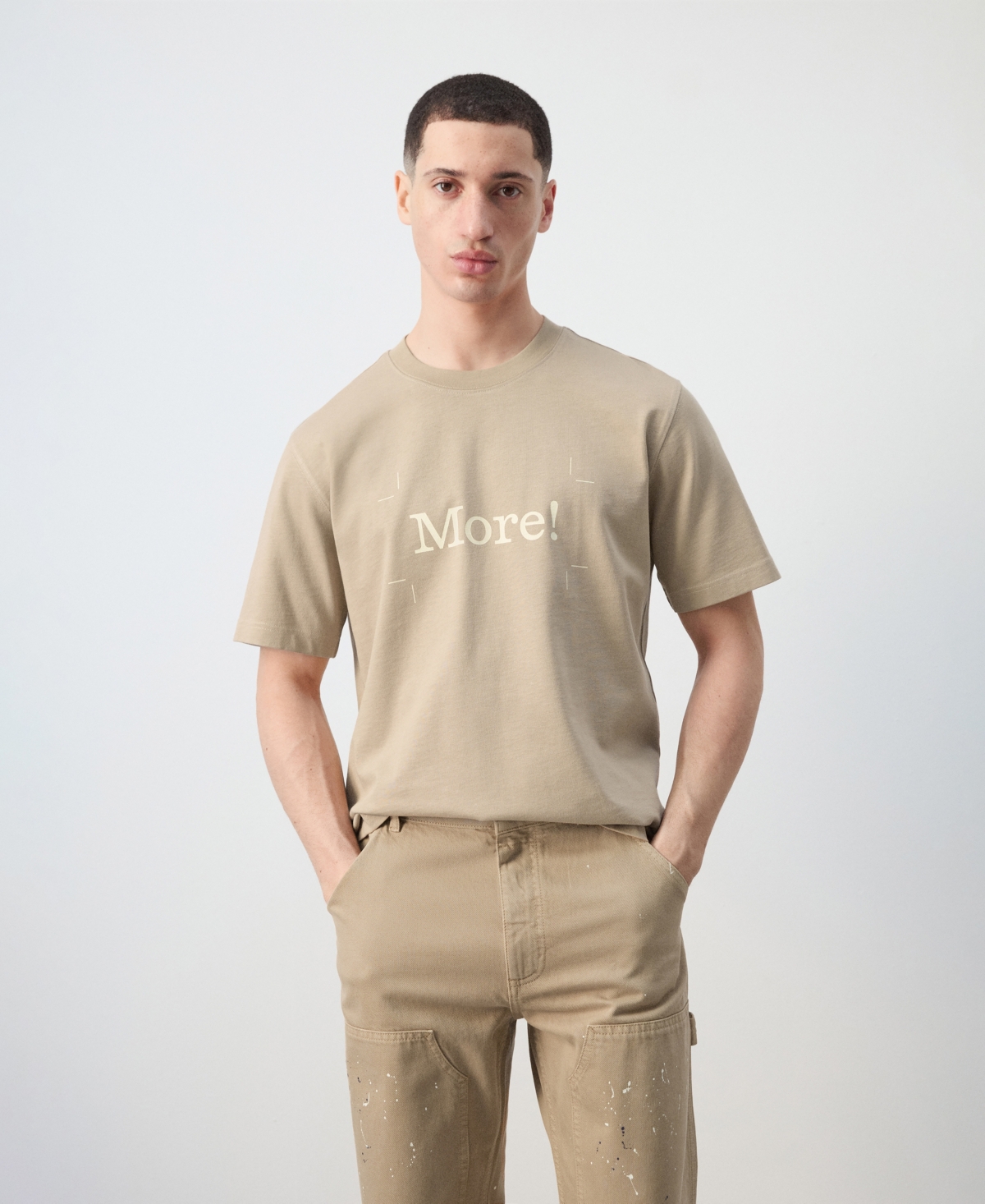 Mango Men's Cotton Printed T-Shirt - Beige