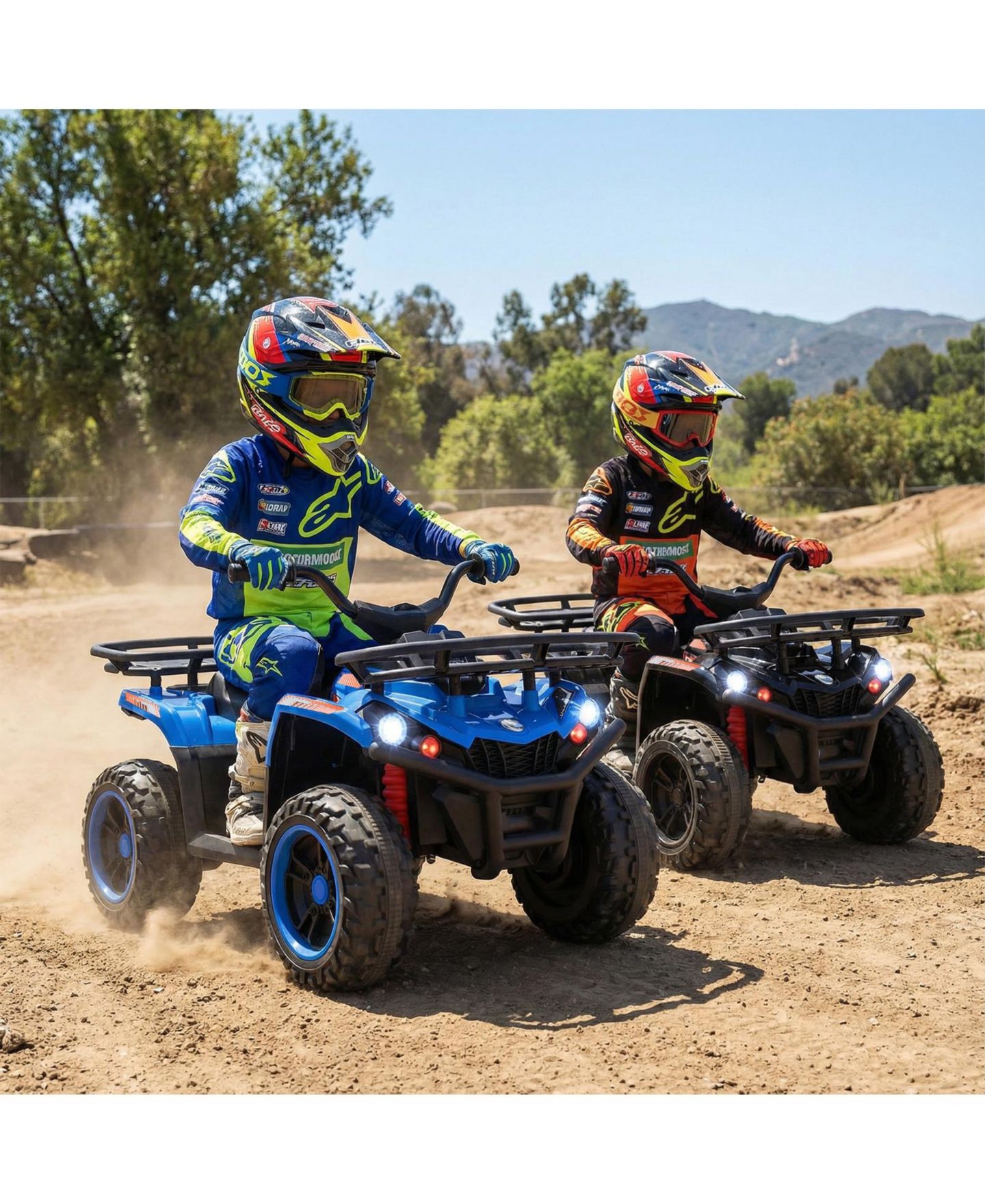 Детская игрушка Slickblue 24V Kids Electric Quad Ride On with LED Headlights, 39.5"L x 21"W x 22"H, Ages 3+, цвет: Чёрный — фото 4