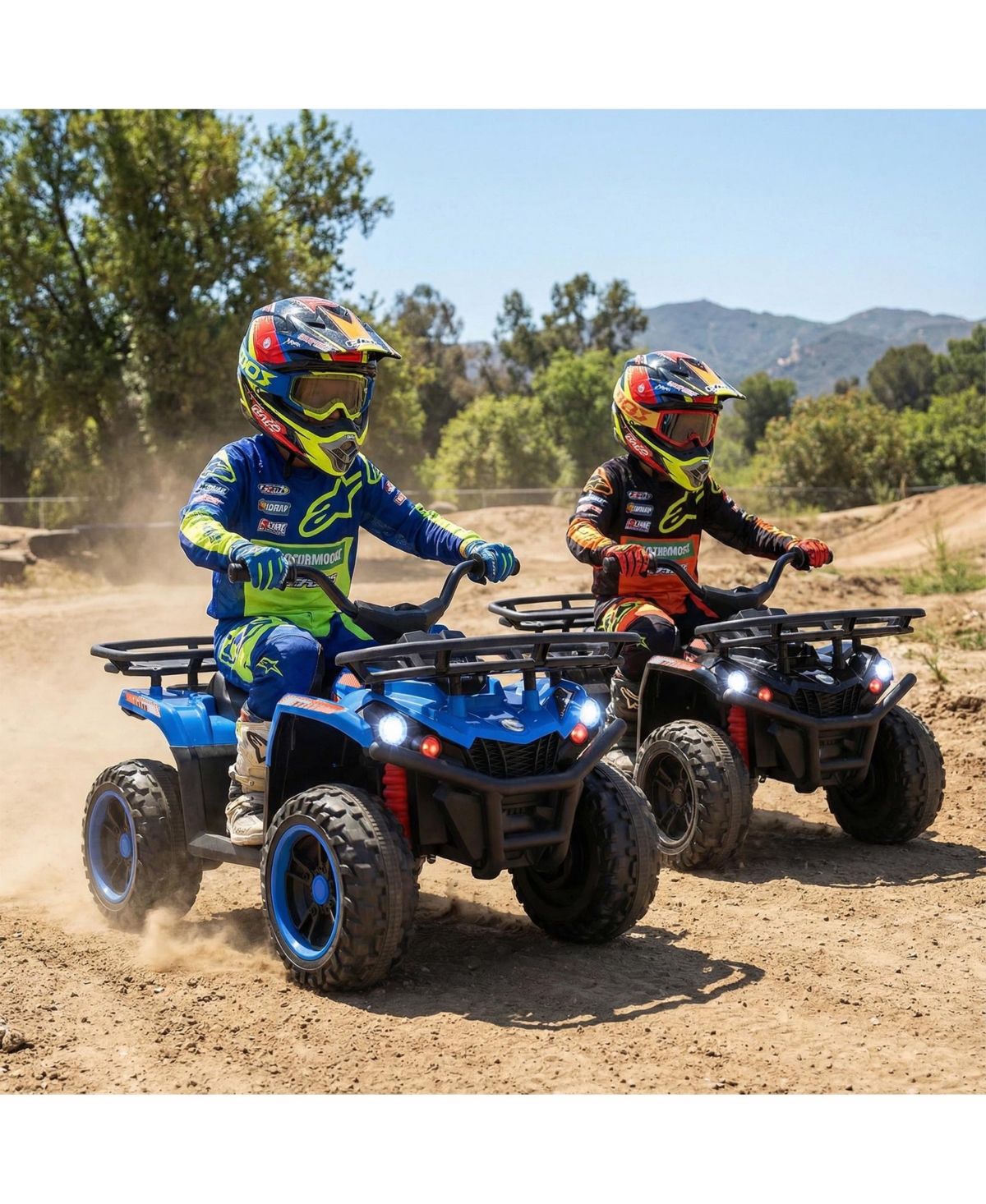 Slickblue 24V Kids Electric Quad Ride On with Led Headlights and Rugged Tires