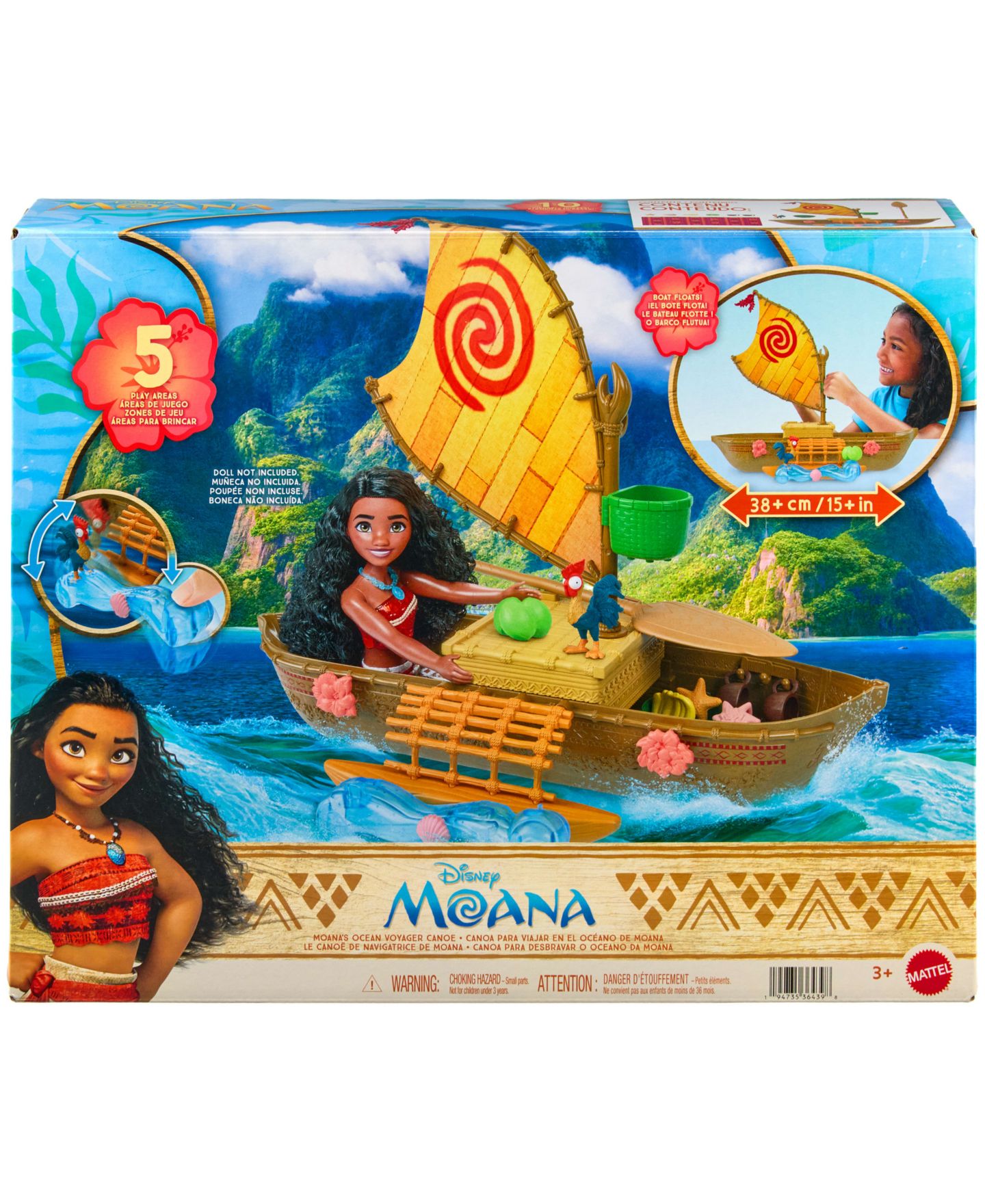 Детский игровой набор Disney Princess Moana Floating Outrigger-Style Canoe Playset, Ages 3+ — фото 6