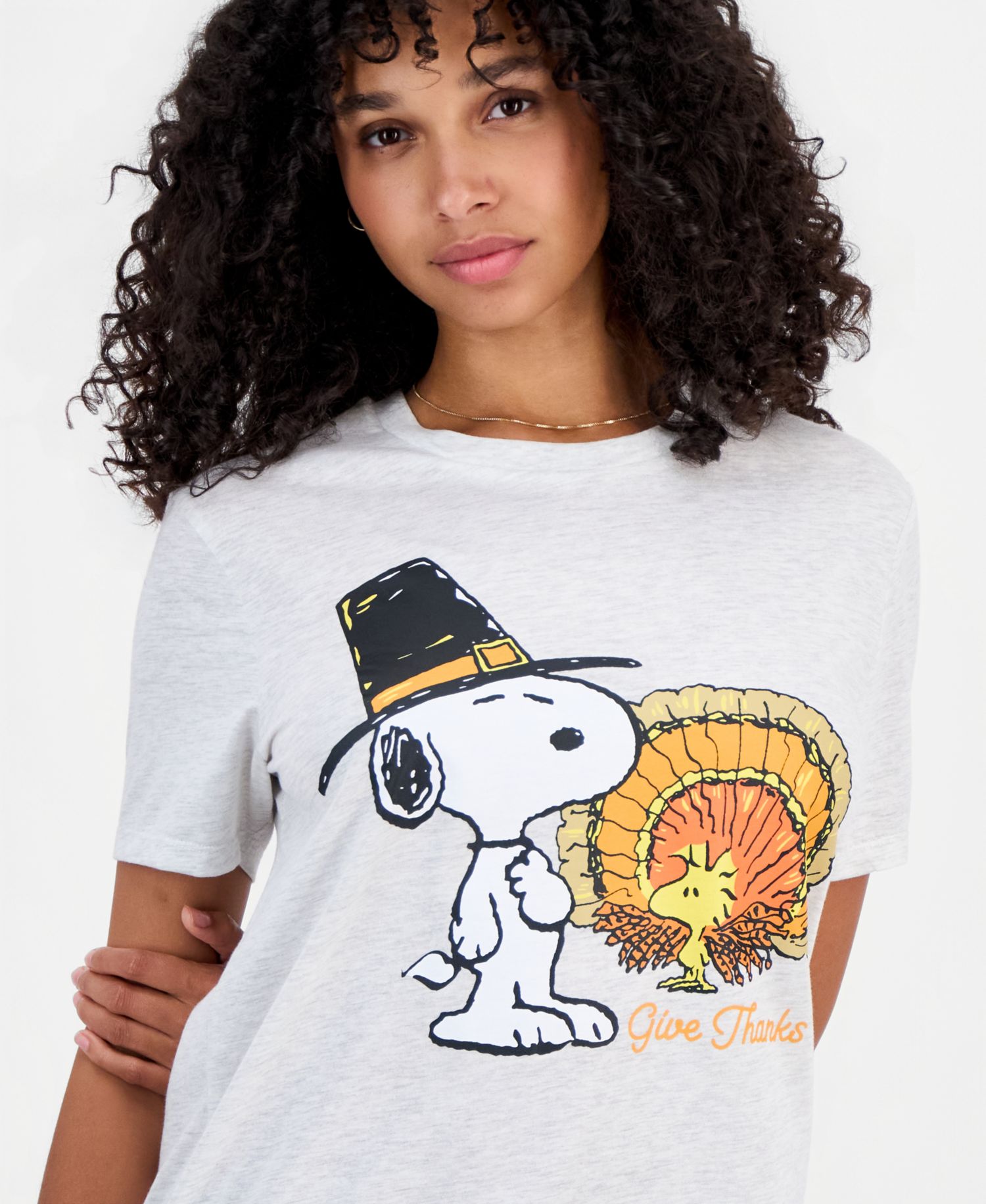 Juniors' Snoopy Thanksgiving Crewneck Tee