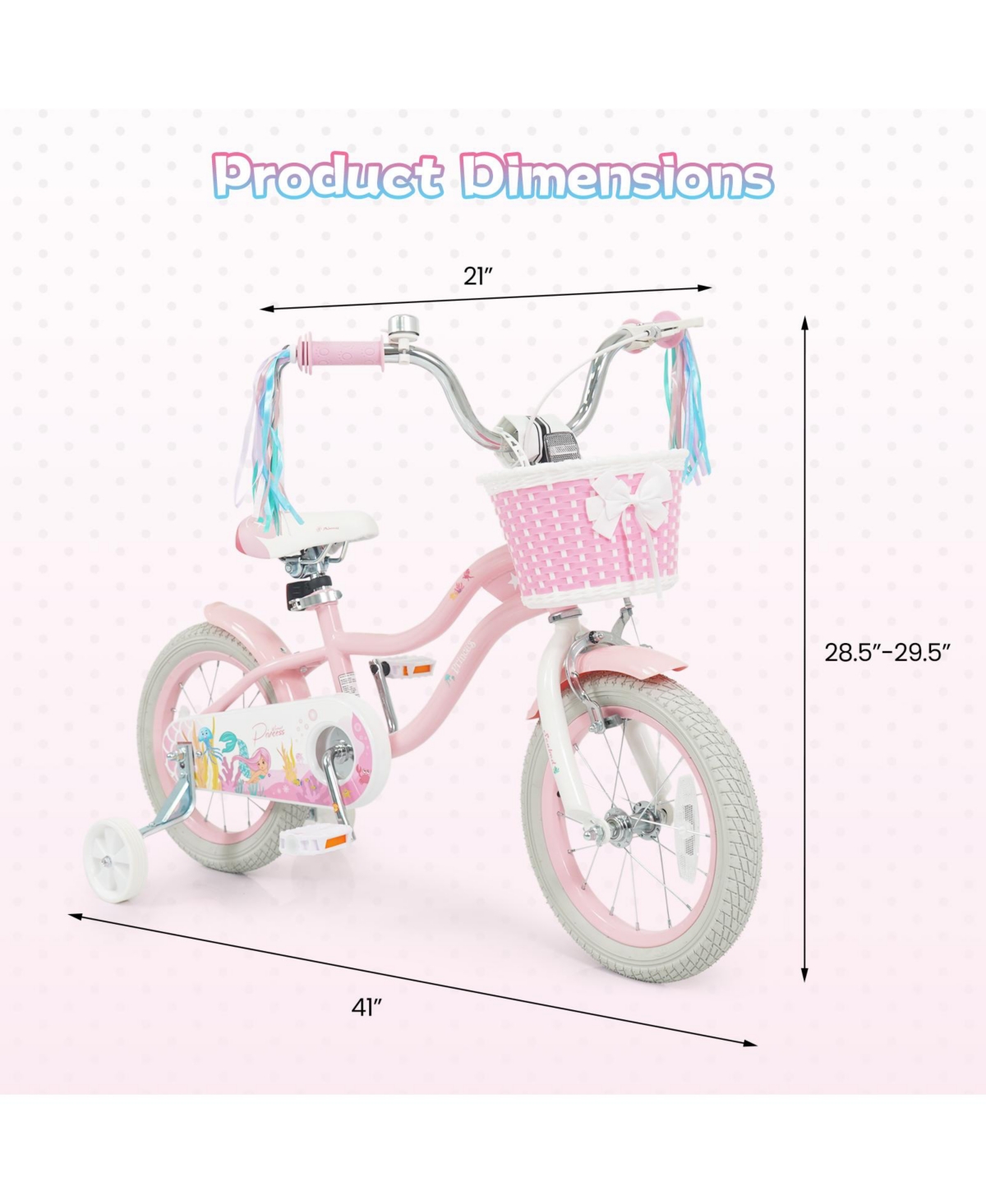 Gymax 14'' Kids Bike w/Training Wheels Hand Coaster Brakes Adjustable Seat Handlebar