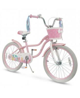 20'' Girls Bike w/Removable Basket Streamers Hand Brake and Coaster Brake Saddle