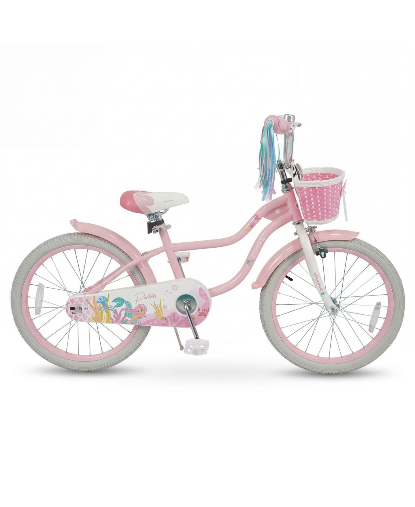 Детская игрушка Gymax Princess Seabed 20" Mermaid-Theme Coaster Brake Girls' Bike, Ages 8+, цвет: Розовый — фото 10