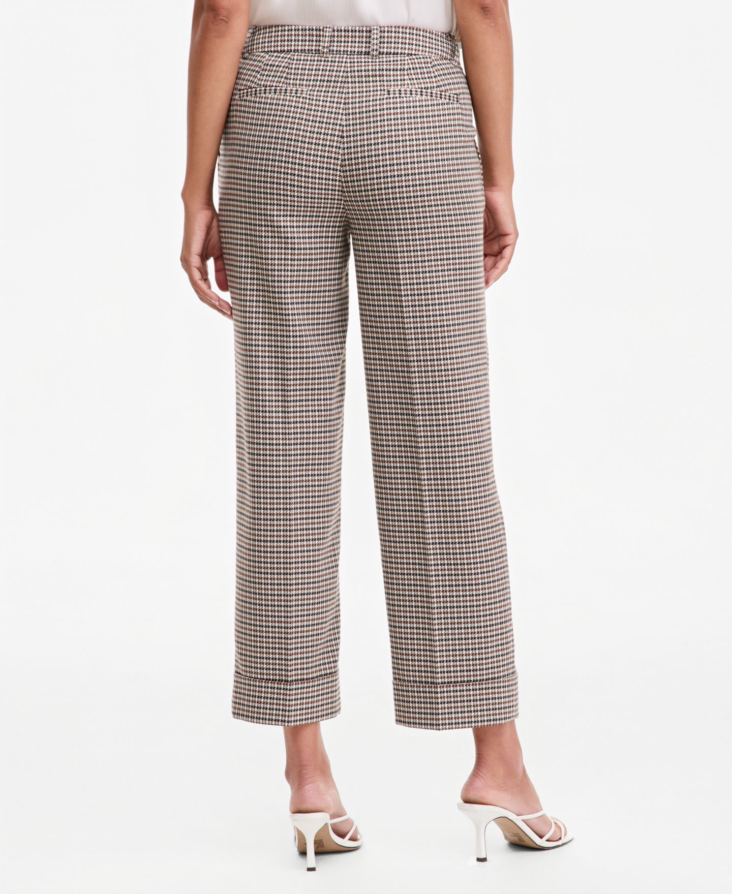 Женские брюки Anne Klein Wide-Leg Houndstooth, цвет: Чёрный разноцветный — фото 4