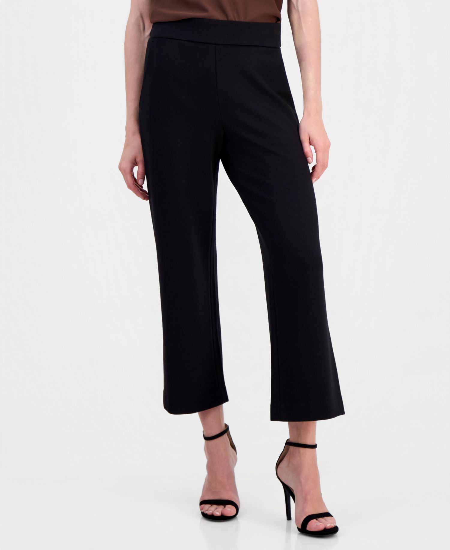 Women's Wide-Leg Cropped Pull-On Trousers