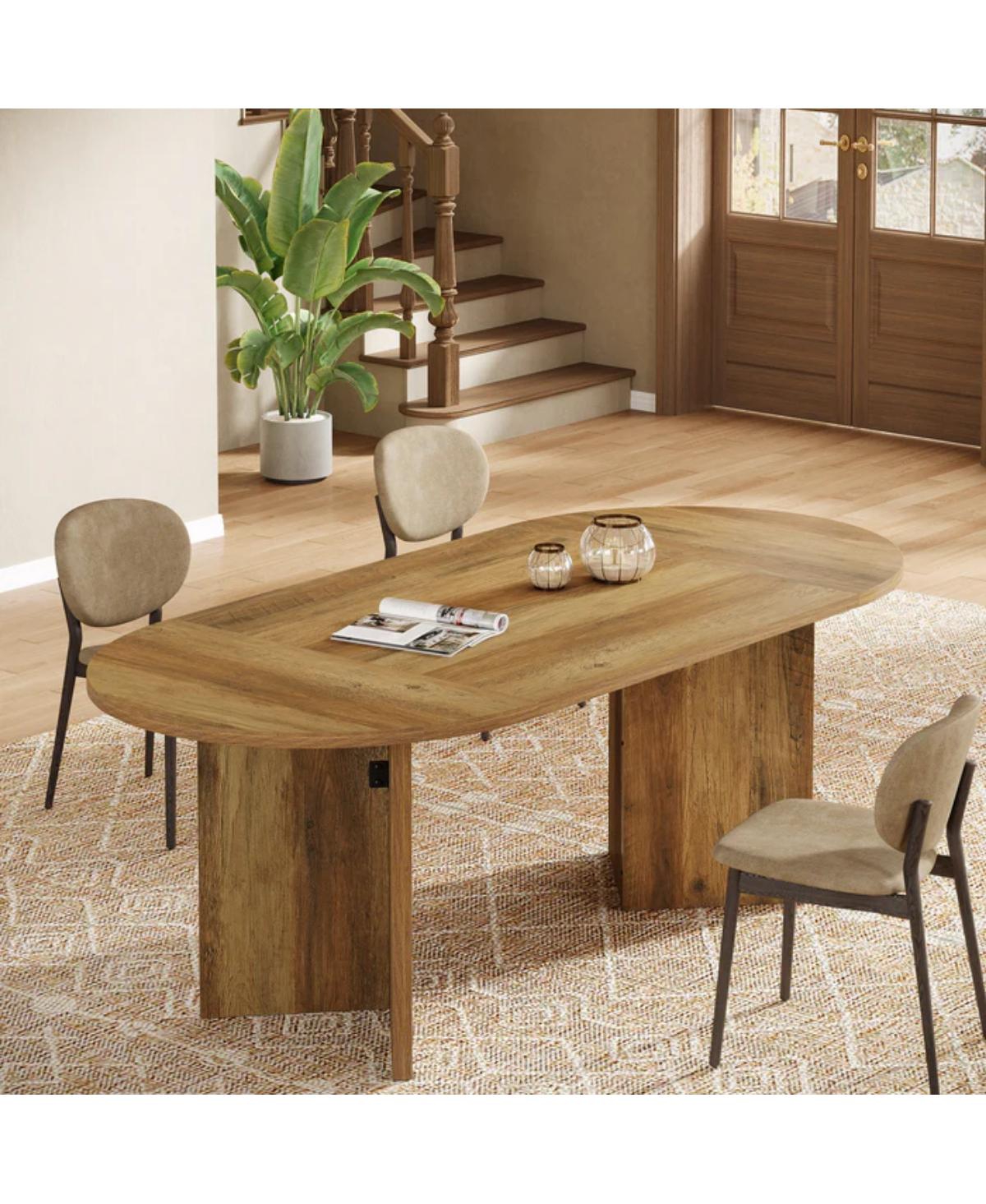 Slickblue 63 Inch Dining Table with Strip Base for Modern Dining Room
