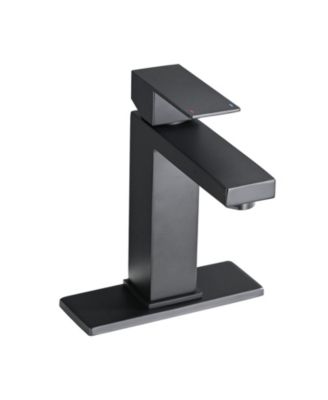 Bathroom Faucet Single Hole, Single Handle Stainless Steel Faucet for Bathroom Sink with Deckplate and Drain Assembly